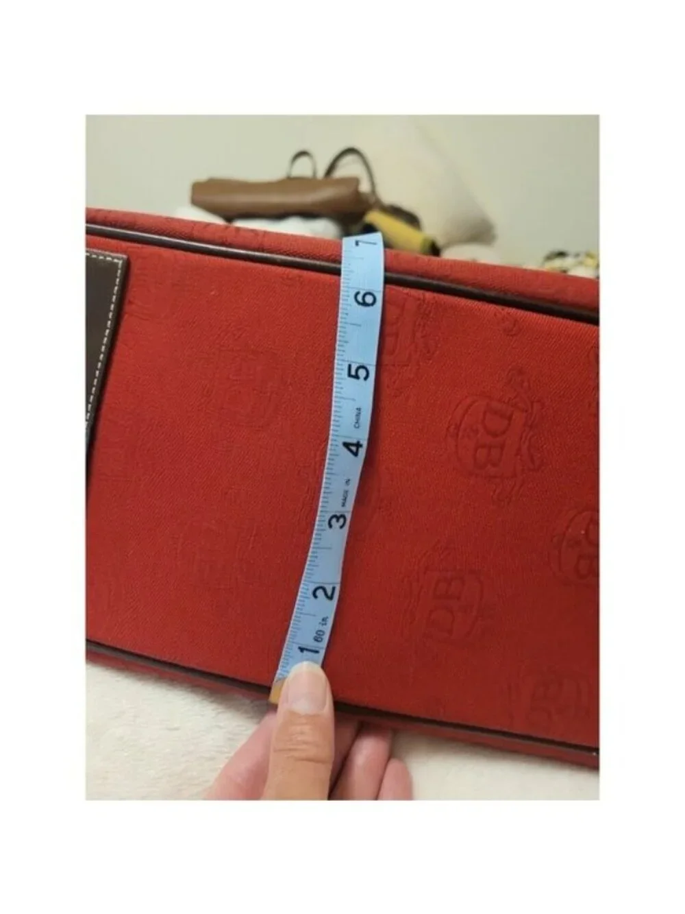 Dooney & Bourke Red Canvas Leather Satchel Tote Bag Matching Pouch Classic Prep